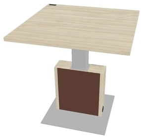 Masă de conferință reglabilă Verno+ S 120 x 120 cm, salcâm / maro