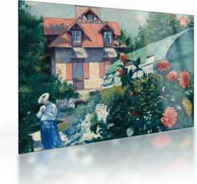 Tablou pe sticlă - Gustave Caillebotte, Dahlias, Garden at Petit Gennevilliers, reproducere (70x50 cm)
