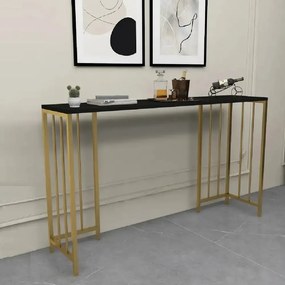 Masa Bucătărie Tip Bar, Auriu &amp; Negru, 150x35x90 cm