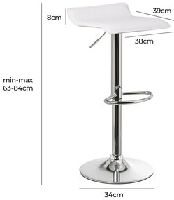 Set de scaune de bar alb cu înălțime ajustabilă 2 buc. tapițat (înălțime șezut 63 cm) – Casa Selección