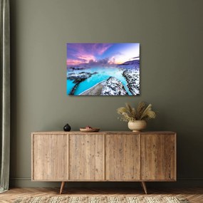 Tablou pe sticlă - Laguna albastră din Islanda (70x50 cm)