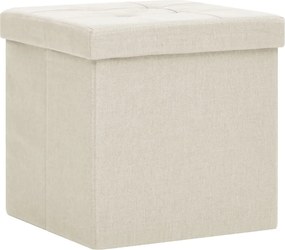vidaXL Taburet de depozitare pliabil, alb crem, imitație de pânză