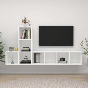 vidaXL Set de dulapuri TV, 3 piese, alb, lemn prelucrat