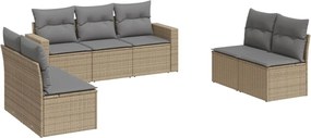 vidaXL Set canapele de grădină, 7 piese, cu perne, bej, poliratan