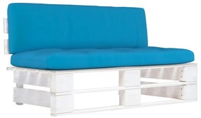 Canapea de mijloc de gradina din paleti, alb, lemn pin tratat Albastru, canapea de mijloc, Alb, 1