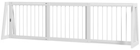 PawHut Barieră de siguranță pentru câine barieră de protecție cu 3 panouri retractabile 71-190 cm din lemn - alb | Aosom Romania