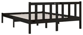 Cadru de pat, negru, 140x190 cm, lemn de pin masiv Negru, 140 x 190 cm