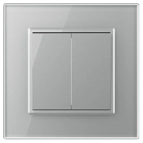 Intrerupator Dublu Mecanic Cap Scara LIVOLO cu Rama din Sticla – Serie Noua