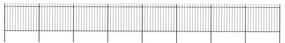 Gard de gradina cu varf sulita, negru, 13,6 x 1,5 m, otel 1, 1.5 m, 13.6 m