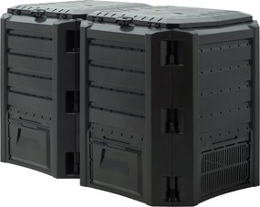 Compostor de grădină din plastic negru 800 l - 135 × 72 × 83 cm
