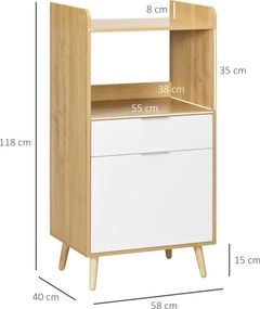 Dulap pentru Cuptorul cu Microunde, Dulap de Bucatarie cu Dulap de Depozitare, Sertar, Camera de Zi 58x40x118cm HOMCOM | Aosom Romania