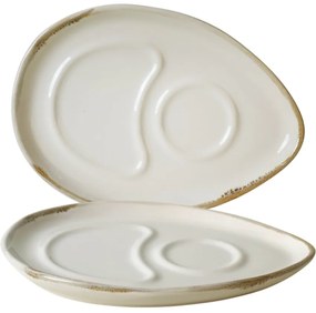 Set de 2 cești din ceramică cu farfurioare RusticCream 215 ml