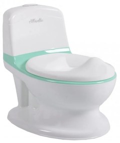 Olita premium pentru copii NOVOKIDS™ Atlantic seat, Cu sunete, Vas detasabil, Plastic non toxic, Suport hartie igienica, Turquoise cu Alb