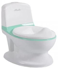 Olita premium pentru copii NOVOKIDS™ Atlantic seat, Cu sunete, Vas detasabil, Plastic non toxic, Suport hartie igienica, Turquoise cu Alb