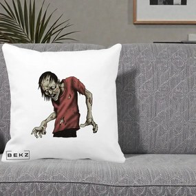 Perna Decorativa Halloween Zombie Infricosator, 40x40 cm, Alba Mata, Husa Detasabila, Perna Inclusa, BEKZ®