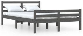 814801 vidaXL Cadru de pat, gri, 140x190 cm, lemn masiv de pin