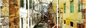 Tablou - Strada din Veneția (cu ceas) (90x30 cm)