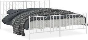 vidaXL Cadru pat metalic cu tăblie de cap/picioare , alb, 183x213 cm