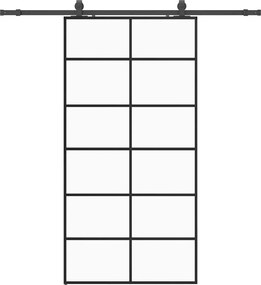 vidaXL Ușă glisantă cu set de feronerie neagră 102x205 cm Sticlă ESG