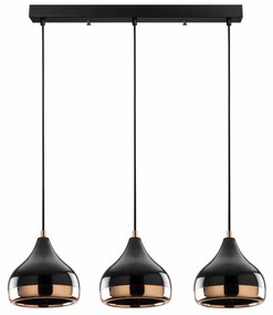Lustra 3 Becuri Yıldo - 6877, Soclu E27, Max. 40W, Culoare Negru / Aramiu