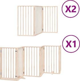 vidaXL Poartă de câini pliabilă cu ușă, 12 panouri, 600 cm, lemn plop