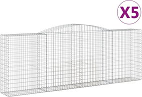 vidaXL Coșuri gabion arcuite 5 buc, 400x50x140/160 cm, fier galvanizat