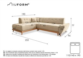 Colțar extensibil cu șezlong pe partea stângă Miuform Dazzling Daisy L, bej