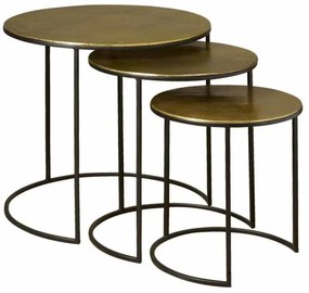 Set de 3 masute laterale Renew din alama cu aspect vechi de la 42 cm