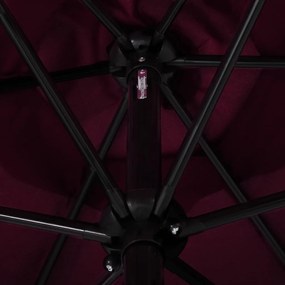 Umbrela de soare de exterior, stalp metalic, rosu bordo, 300 cm