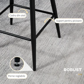 HOMCOM Scaune Bar de 2 piese, Moderne cu Tapiterie din Casmir Artificial, cu Spatar si suport pentru picioare, Crem Alb | Aosom Romania