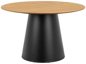 MAZZONI EXPORT BOSCO Stejar natural/picior negru - MASĂ ROTUNDĂ 120 cm PENTRU BUCĂTĂRIE SUFRAGERIE SALON FURNIR