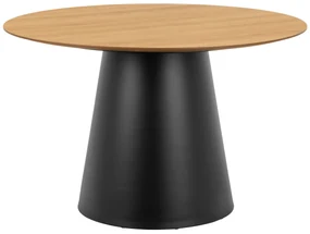 MAZZONI EXPORT BOSCO Stejar natural/picior negru - MASĂ ROTUNDĂ 120 cm PENTRU BUCĂTĂRIE SUFRAGERIE SALON FURNIR
