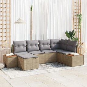 vidaXL Set de Canapea Grădină de 6 Piese cu Pernuțe Bej Ratan Polimer Acacia