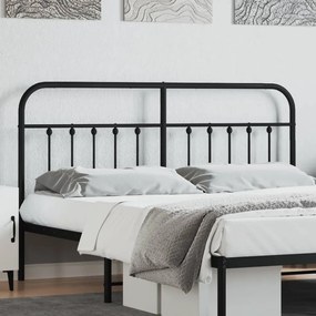 352614 vidaXL Tăblie de pat metalică, negru, 180 cm