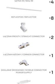 Zuma Line 3585 - Spot pe șină TORE, 8xGU10/35W/230V, alb