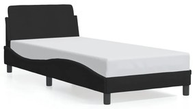 373107 vidaXL Cadru de pat cu tăblie, negru, 90x200 cm, textil