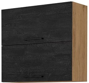 Dulap superior de bucătărie Virion 80 GU-72 2F (Stejar lancelot + lemn închis). 1046298