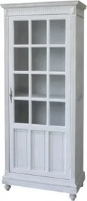 Dulap vitrină vintage cu 1 ușă pentru living, finisaj natur, din lemn de pin, MDF și sticlă – Ardelia
