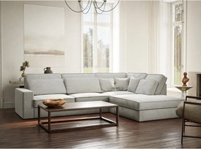 Colțar gri deschis cu tapițerie din chenille (cu colț pe partea dreaptă/în formă de ”L”) Kirou – Maison de Rêve