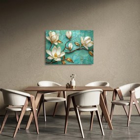 Tablou pe sticlă - Magnolii 3D (70x50 cm)