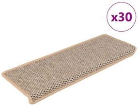 vidaXL Covorașe scări autoadezive 30 buc. bej deschis 65x21x4 cm sisal