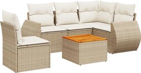 vidaXL Set canapele de grădină cu perne, 6 piese, bej, poliratan
