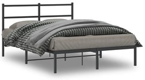 355366 vidaXL Cadru de pat metalic cu tăblie, negru, 140x200 cm