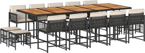 vidaXL Set mobilier de grădină cu perne, 15 piese, negru, poliratan