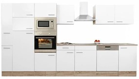 Mobilă de bucătărie Yorki 370, corp din stejar Sonoma, cu față alb satinat