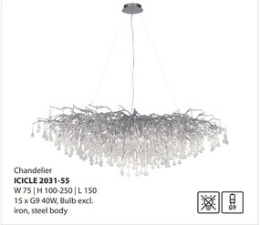 Lustra suspendata design magnific ICICLE crom, 75x150cm