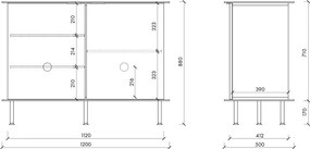 Comodă neagră cu orificiu pentru cabluri 120x88x50 cm Suumo – noo.ma