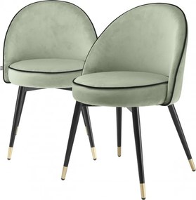 Set de 2 scaune design elegant LUX Cooper, catifea verde 114305 HZ