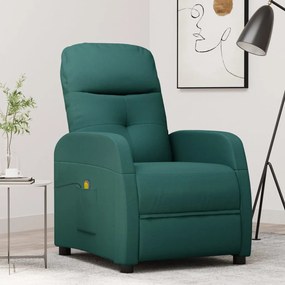 289832 vidaXL Fotoliu de masaj, verde închis, material textil