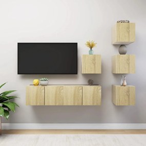 Set de dulapuri TV, 6 piese, stejar sonoma, PAL 1, Stejar sonoma, 60 x 30 x 30 cm